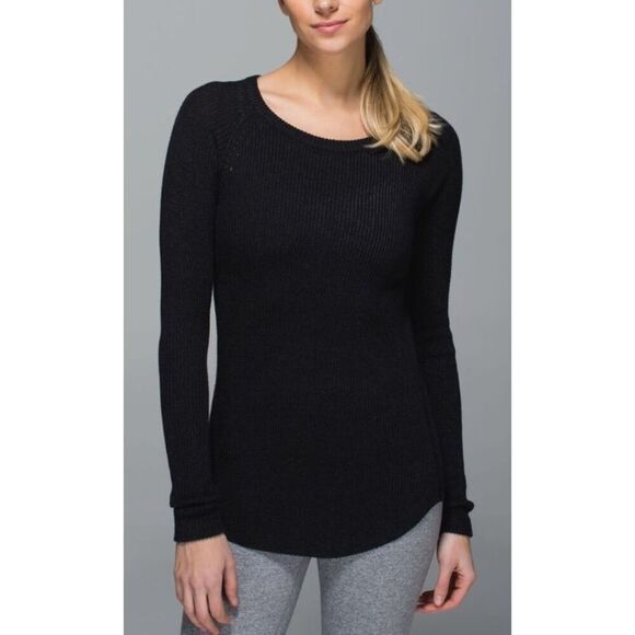 Lululemon Cabin Yogi Long Sleeve ribbed black SHIRT TOP  sz S 4 6 - Picture 1 of 7